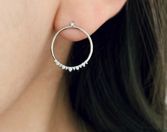 Circle Crown Earrings • Simple Drop Earrings • Simple Silver Circle Earrings • Rose Gold Earrings • Minimalist Earrings • Gold Round Earring