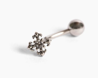 Medieval Cross Ring • Floating Belly Ring • Whimsigoth Minimalist Belly Button Ring • Small Dainty Simple Trendy Belly Ring • Gifts for her