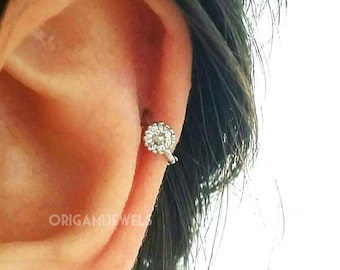 Tiny Simple Cartilage Hoop • Silver Forward Helix Piercing Ring • 5mm Tragus Earring • Small Huggie Piercing • Circle Tragus Endless Hoop