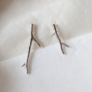 Art Twig Earrings • Trendy Drop Earrings • Gold Tree Earrings • Sterling Silver Branch Studs • Statement Mismatch Earrings • Unique Earrings