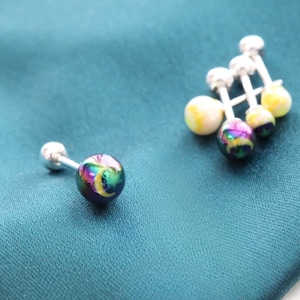 Moon Sketch Lobe Stud • Ball Back White Star Barbell • 3mm Marble Conch Earrings • 3 Sizes Helix Earring • Celestial Tragus Earring • Gifts