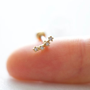 Mini Star Threadless Pushpin • Sterling Silver Constellation Cartilage Labret •  Curved Bar • Climber Line Helix Earring • Small Piercing