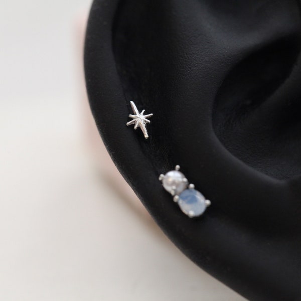 Ein kleiner fadenloser Pin für den Stern • Knorpelohrring • Tragus Labret • Schimmernde Conch • Ohrstecker • Gold Schraubverschluss