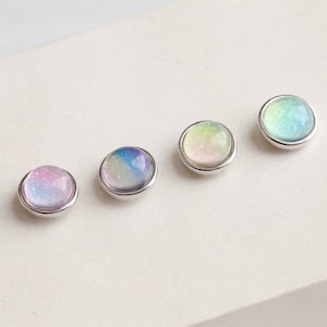 Circle Candy Cartilage Earrings • Colorful Tragus Stud • Unicorn Moonstone Conch • Bubble Labret • Silver Piercing • Bestselling Earring