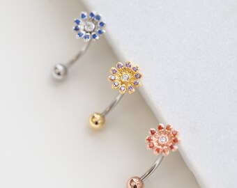 NEW! • WaterLily Navel Ring • Floating Belly Ring • Dainty Flower Navel Ring • Unique Belly Ring • Simple Belly Ring • Dainty Body Jewelry