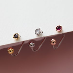 16g Circle Medusa Ring • Lippy Loop Labret • Surgical Steel Lip Ring • Geometric Lip Piercing • Blue Stone Lip • Pink Stone Simple Labret