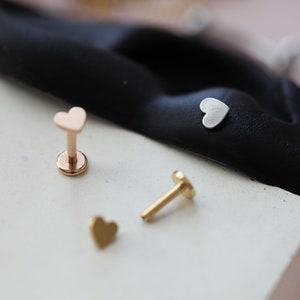 Heart Outline Stud Flat Back Earring- 14K Gold