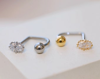 16g Oval Medusa Piercing • Oval Lippy Loop Labret Lip • Surgical