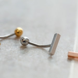 Small Bar Navel Ring • Floating Belly Ring • Dainty Bar Navel Ring • Gold Bar Belly Rings • Hypoallergenic 925 Silver • Simple Belly Jewelry