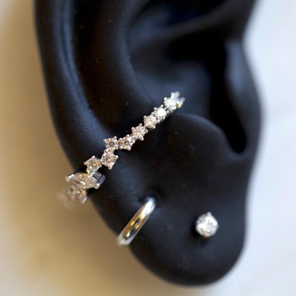 Suspender Earrings • Cuff Earrings • Wrap Studs • Earlobe Cuff Studs • Curved Ear Hangers • Ear Suspenders • Line Earrings • Wedding Jewelry