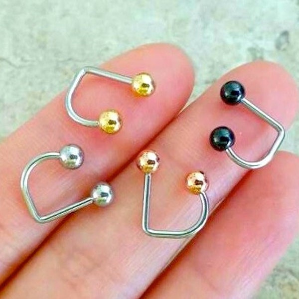 16 g Anneau à lèvres Labret • Anneau à lèvres classique boule de 4 mm • Piercing pour les lèvres Medusa doré • Bijoux pour les lèvres confortables en argent de base • Labret à lèvres simple noir