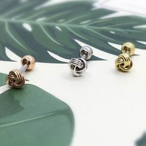 Mini Knot Cartilage Earring • Small Tragus 18g Threadless • Dainty Knot Labret • Helix Daith Conch • Tiny Twist Earring • Medusa Lip Jewelry