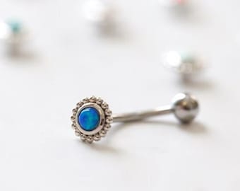 Petite Birthstone Belly Button Ring • Floating Navel Ring • Dainty Rook Earring • Moonstone Daith Ring • Birthday Gift • Opal Belly Jewelry