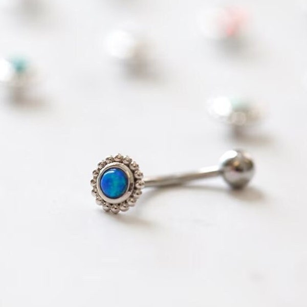 Petite Birthstone Belly Button Ring • Floating Navel Ring • Dainty Rook Earring • Moonstone Daith Ring • Birthday Gift • Opal Belly Jewelry