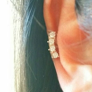 Cz Crown Ear Jacket • Bar Ear Climber • Bar Cartilage Earring • Silver Line Helix Stud • Delicate Piercing • Cartilage Line Threadless
