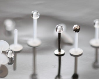 Piercings interchangeables Labret Bioflex 16 g • Boucles d'oreilles cartilage labret en plastique • Boucles d'oreilles tragus bioplast • Boucles d'oreilles conque hypoallergéniques