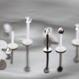 16g Bioflex Labret Interchangeable Piercings • Plastic Labret Cartilage Earrings • Bioplast Tragus Earrings • Hypoallergenic Conch Earrings