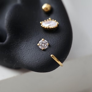 20g 3mm Cartilage Hoop • Silver Nose Ring • Simple Tragus Earring • Dainty Hook Hoop • Minimalist Helix Ring, Rose gold Gold Lobe Semi-Ring