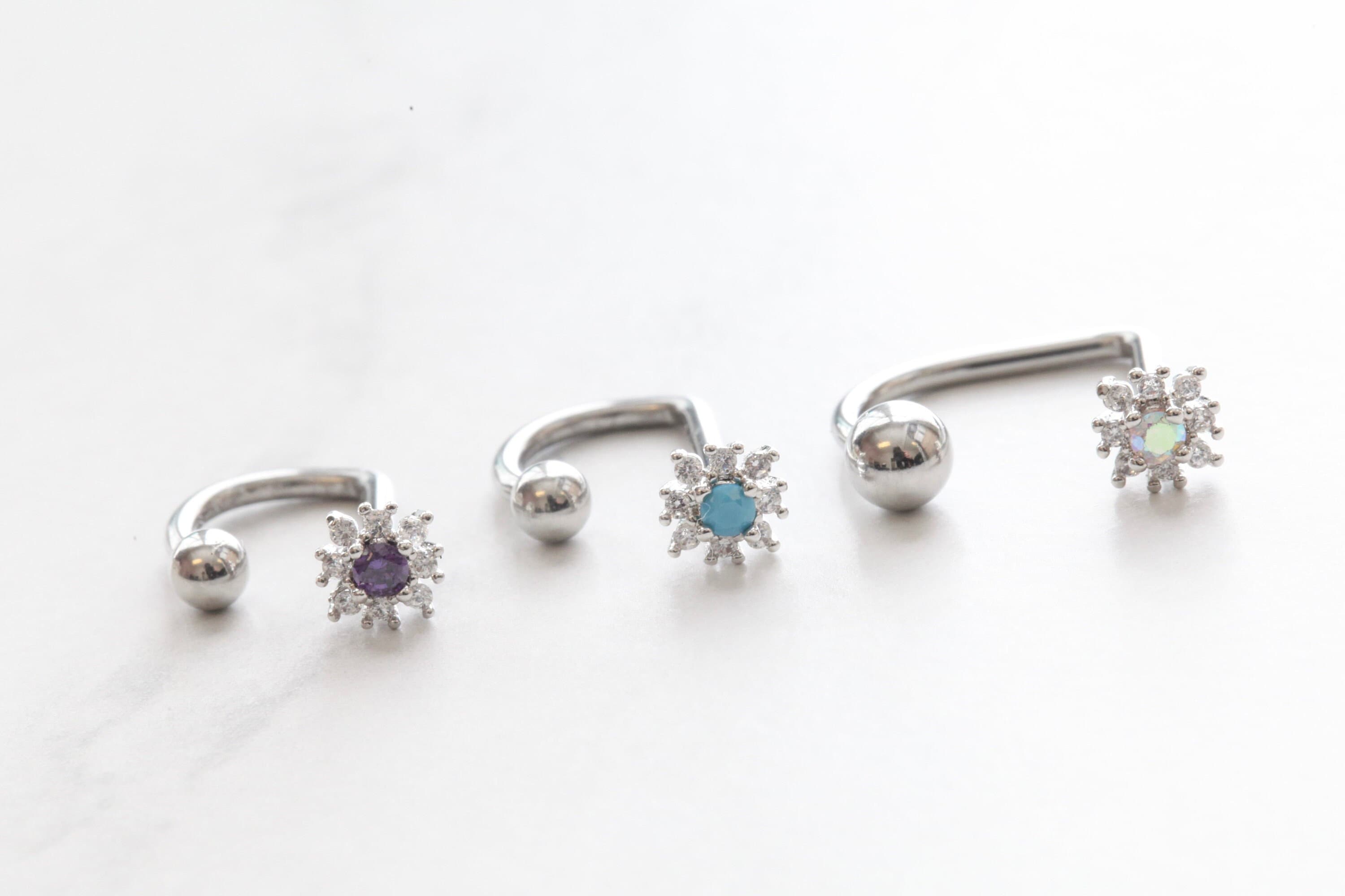 Mini Iridescent Sunflower Medusa Piercing • Lippy Loop Labret Lip ...