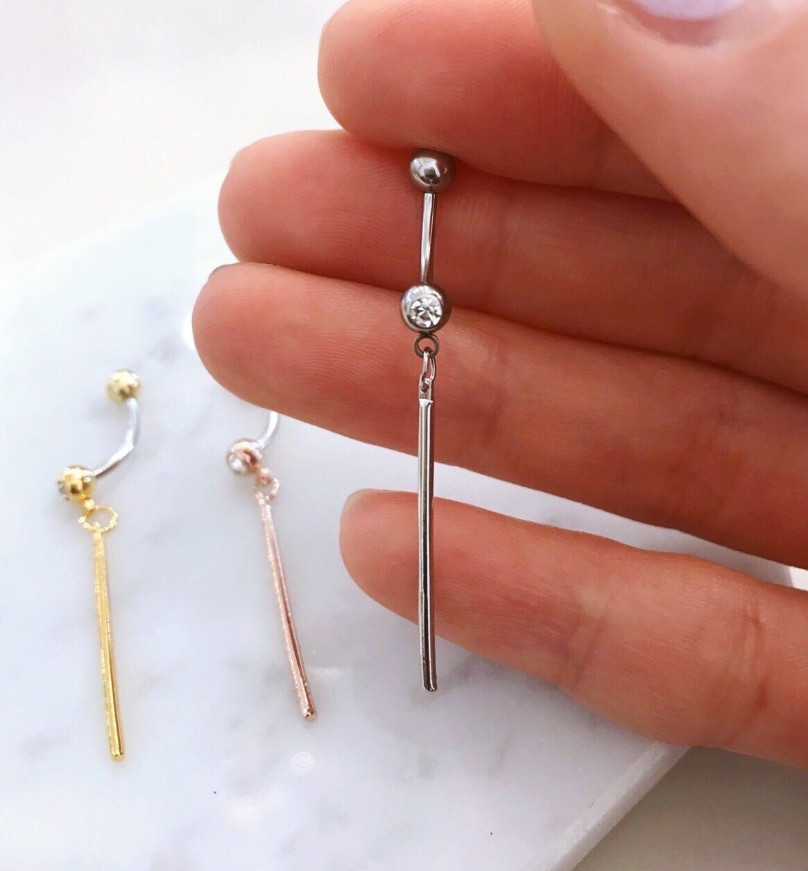 Details about   TT Gold-Tone CZ Flower Dangle Belly Bar Ring 4 Colour Body Piecing BL126 