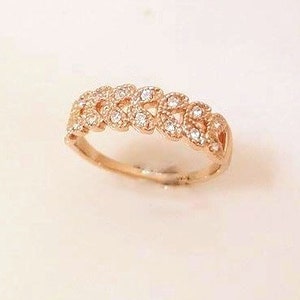 Rose Gold Band Ring • Austria Crystal ring• Crystal Pave leaf crown ring • simple band ring • delicate ring• 18k gold plated band ring, 7, 8