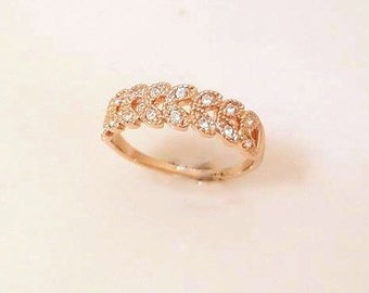Rose Gold Band Ring• Österreich Kristall Ring• Kristall Pave Blatt Krone Ring• einfacher Band Ring• zarter Ring• 18k vergoldeter Band Ring, 6, 7, 8