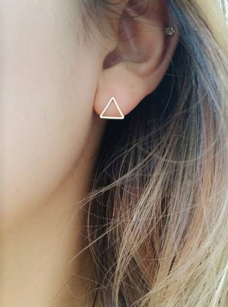 Triangle Earrings  simple stud earrings simple silver image 1