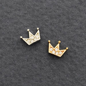 Cz Crown Cartilage Earring Tiara Tragus Earring Helix Conch Piercing Dainty Cartilage Piercing Silver Cartilage Rose Gold Stud Studs image 1