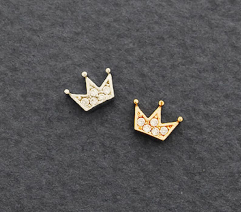 Cz Crown Cartilage Earring Tiara Tragus Earring Helix Conch Piercing Dainty Cartilage Piercing Silver Cartilage Rose Gold Stud Studs image 1