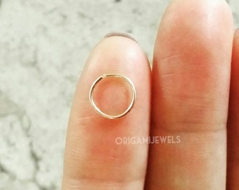 Small Gold Cartilage Hoop • 14k Gold Silverfill Huggie Helix Piercing • Nose Hoop • Tragus Earring • Hoop Piercing • Endless Hoop • 16g Ring