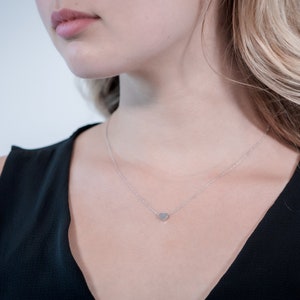 Small Heart Necklace Collarbone Initial Necklace Tiny Pendant Minimalist Jewelry Dainty Gold Necklace Mothers Day Bridesmaids Gift image 4