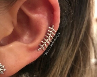 Curved Cartilage Earring • Fashion Earrings • Cute Ear Sweep • Ear Climbers • Crescent Moon Earrings • Leaf Ear Sweeps • Statement Earrings