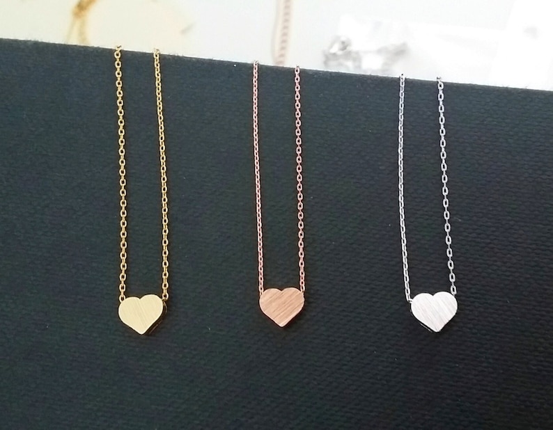 Small Heart Necklace Collarbone Initial Necklace Tiny Pendant Minimalist Jewelry Dainty Gold Necklace Mothers Day Bridesmaids Gift image 6