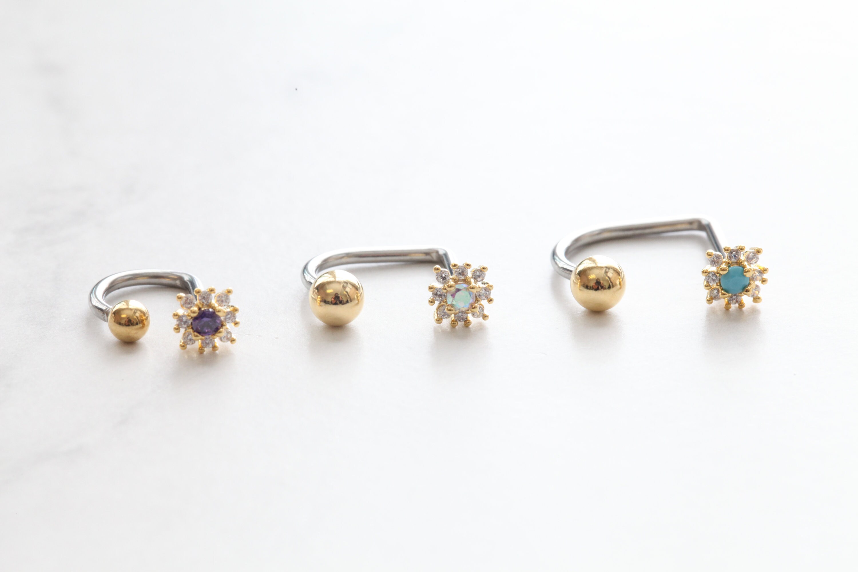 Mini Iridescent Sunflower Medusa Piercing • Lippy Loop Labret Lip ...