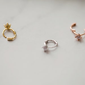 Tiny Diamond Ring Hoop 925 Silver Cartilage Hoop For Sensitive Ears Gold Tragus Piercing Simple Helix Hoop Clip Ring for Babies Kids image 5