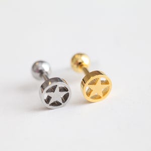 Pentagram-steroorbel • Stud hemels kraakbeen • Zilveren tragusdraadloos • 18 g helix hypoallergeen conch-labret • Sierlijke sterpiercing