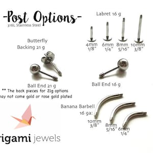 Labret For Origami Jewels Cartilage Earrings Flat Back 316l Stainless Steel Silver Ball Ends Banana Bar Tragus Earring Conch Studs image 1