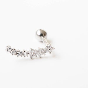 CZ Dainty Curved Cartilage Earring • Constellation Star Earrings • Cute Ear Sweep • Delicate Ear Climbers • Dainty Floral Line Piercing •