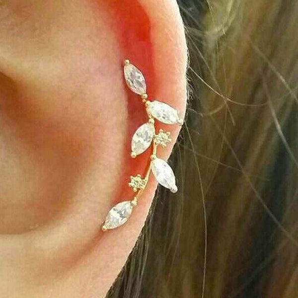 Stone Flower Cartilage Earring • Threadless Labret • Elegant Ear Sweeps • Fancy Ear Climbers • Fashion Ear Jacket • Long Line Flower Studs