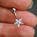 CZ Flower Belly Button Ring, silver floating navel ring, gold dainty belly ring, sparkly belly ring,navel ring,belly piercing, belly jewelry 