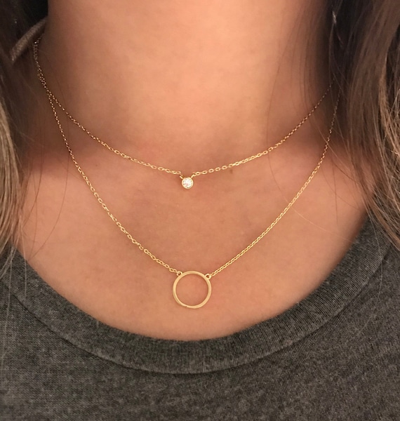 ★Hei★ sv925 circle layered necklace Amazon.com: Amkaka Layered Double Chain Necklace 925