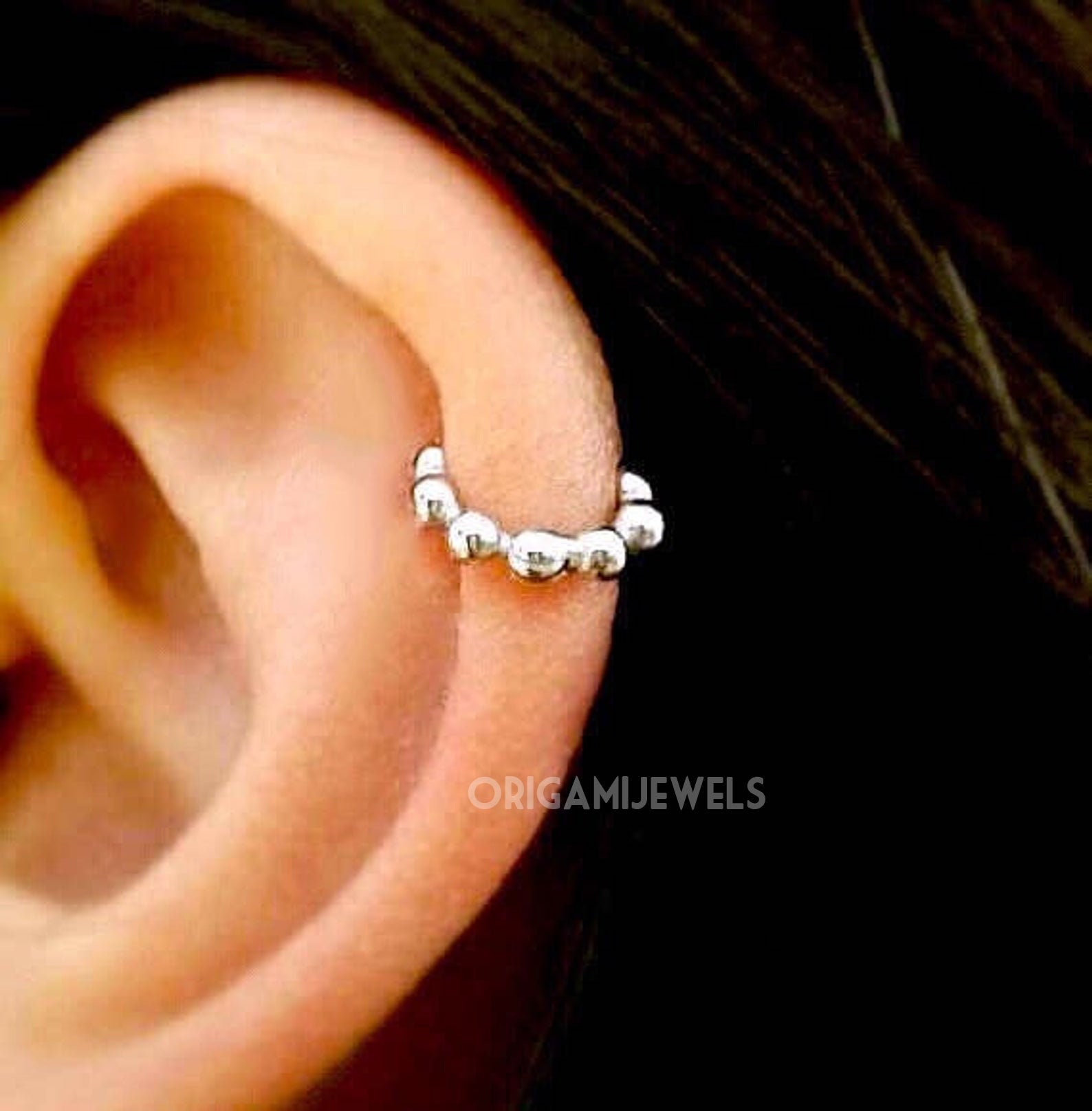 Dotted Super Tiny Helix Hoop • 925 Silver Simple Cartilage • Simple Tragus Ring • Vermeil Triple Helix Earrings • Dotted Hoops 6mm 7mm 8mm