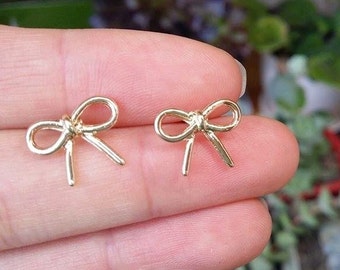 Bow Earrings • 18k Gold• Rose gold• Silver Plated Ribbon Earrings • Tiny Bow • Simple Knot Earrings • Bridesmaids Gifts • Wedding Favors