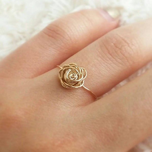 Gold Rose Ring • 14k Goldfill Ring • Dainty Wire Rose Ring • Wire Jewelry • Delicate Band Ring • Handmade Jewelry • Friendship Flower Ring