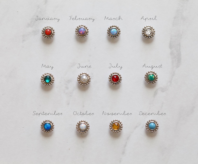 Birthstone Tragus Earring Daith Conch Earring Silver Cartilage Barbell Rainbow Opal Forward Helix Stud Trendy Birthday Gift Medusa image 5