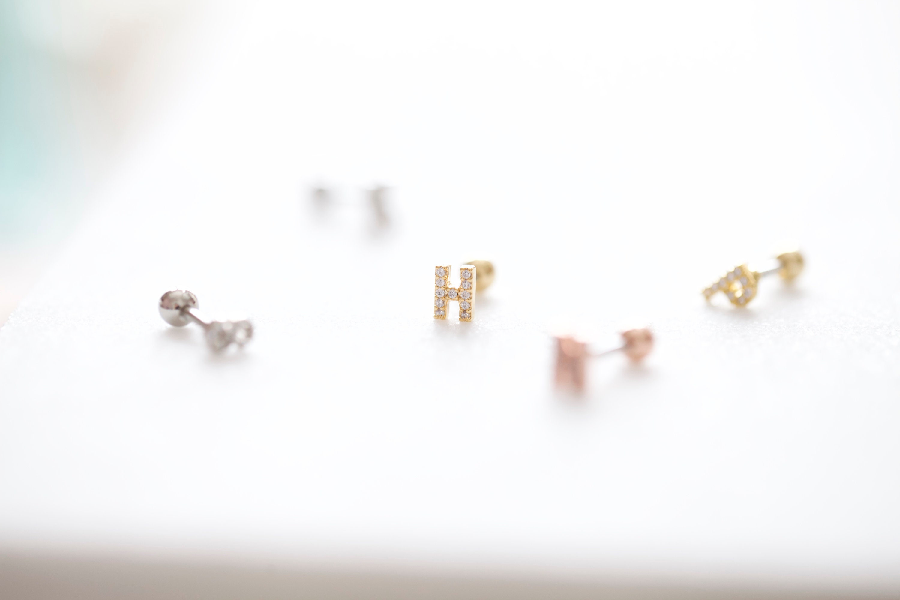 Tiny Name Cartilage Earring, 16g 18g 20g alphabet tragus earring, min…