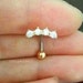 16g 14g Crown Belly Button Ring, Sterling Silver line floating belly rings, small beautiful gold crown navel ring, dainty sparkly belly ring 