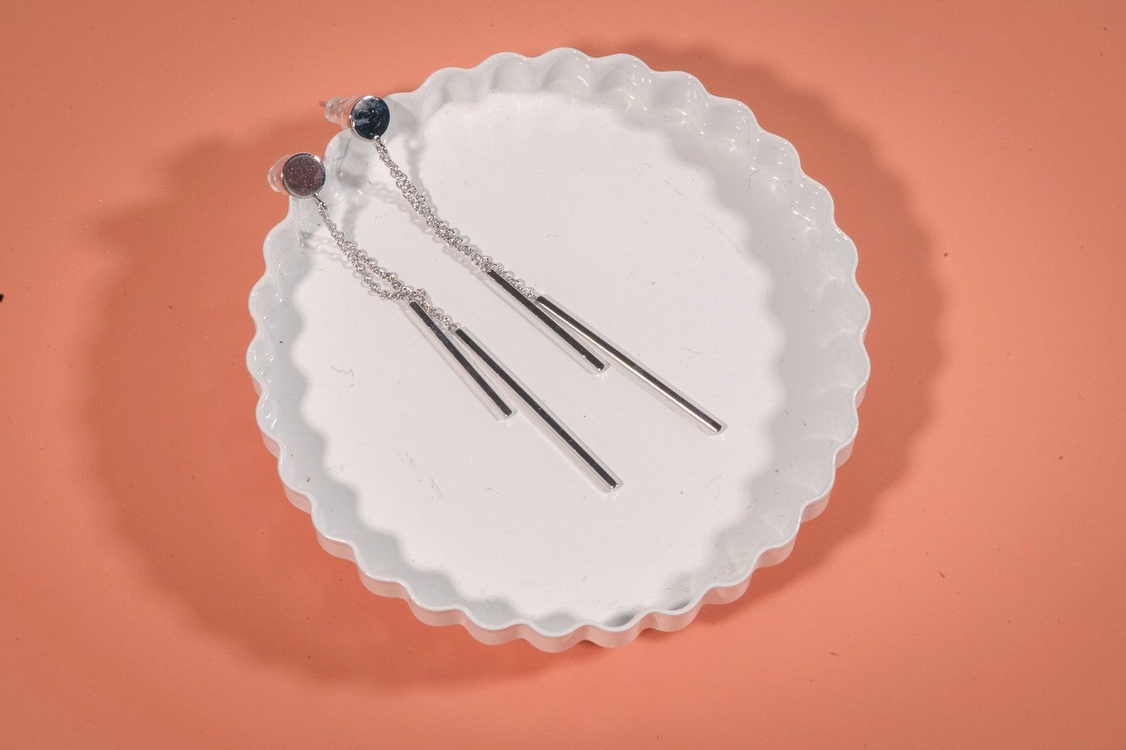 Circle Drop Earrings Bar Dangle Bar Drop Earrings Rose Gold Etsy