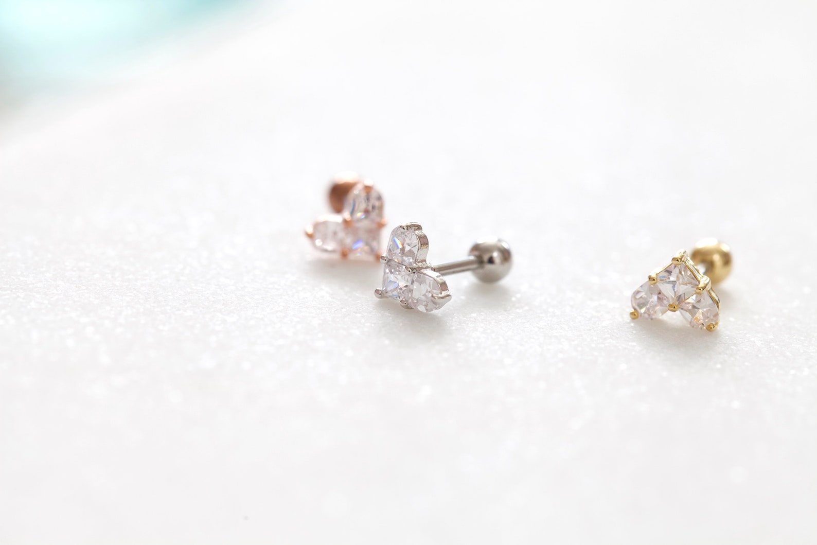 18g Heart Conch Earring Threadless Tragus Earring Push Pin Etsy