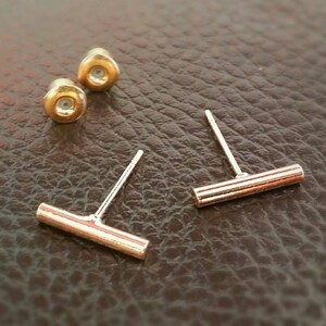 Bar Earrings Simple Studs Silver Bar Earrings Gold Line Earrings Minimalist Earrings Comfortable Line Earrings Small Bar Earring image 4